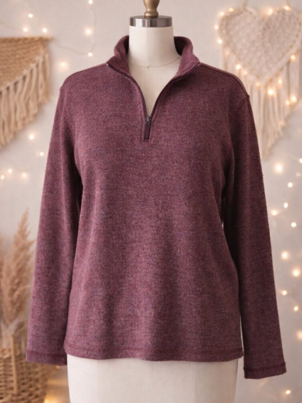 GAP Burgundy Half-Zip Sweater XS Quiet Luxury Minimalist Streetwear Cozy Layer